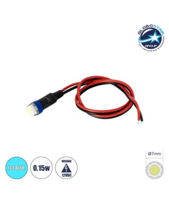 GloboStar® SMD-LED 81488 Υψηλής Ισχύος SMD LED 0.15W DC 12V - Φ0.7 x Υ2.3cm - Ice Blue - Dimmable - 2 Χρόνια Εγγύηση